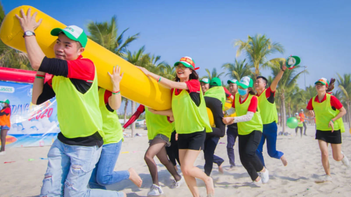 Trò chơi vui nhộn chạy trạm trong team building gắn kết đội nhóm