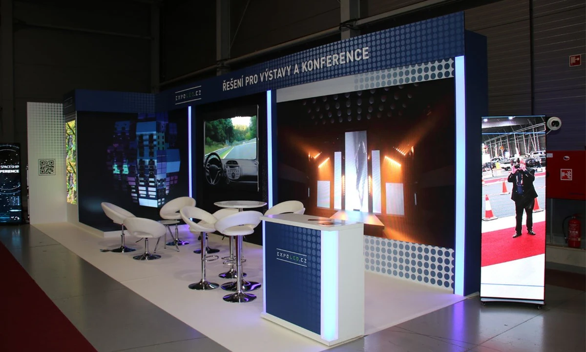 Booth là gì - Booth quảng cáo thiết kế chuyên nghiệp tại triển lãm với màn hình LED hiện đại