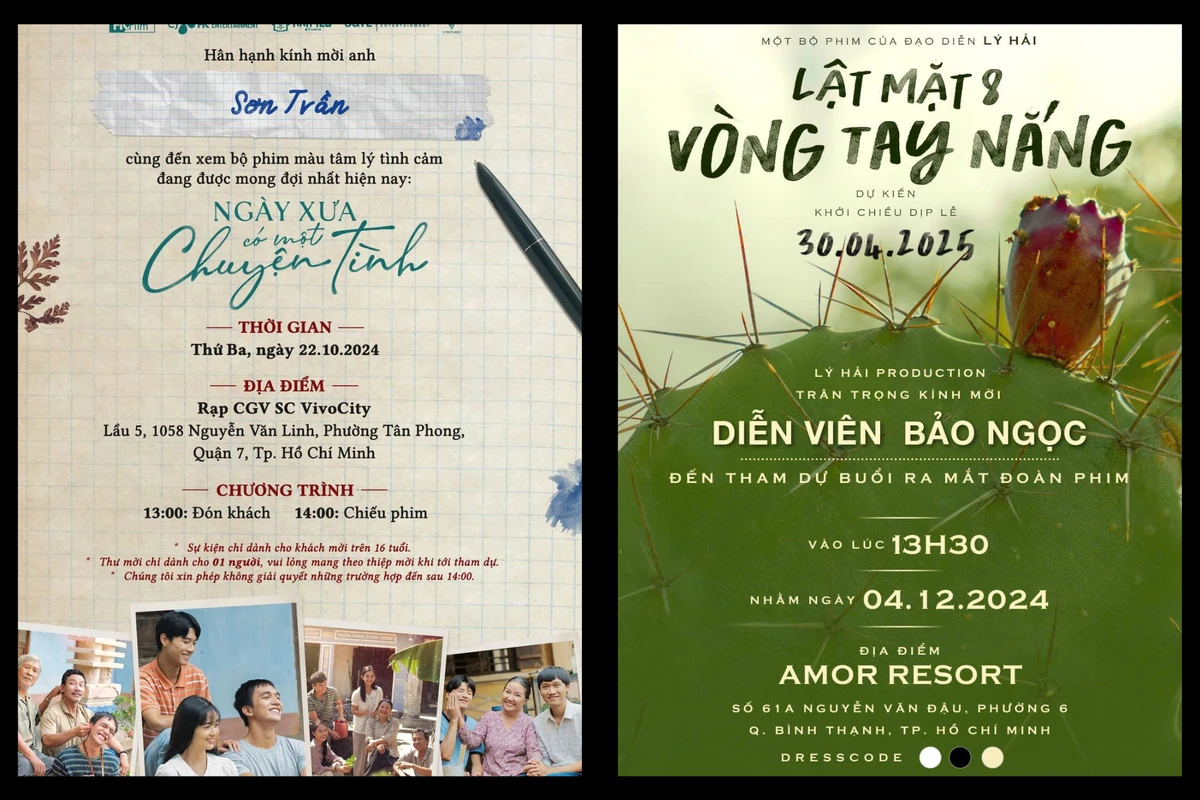 Mẫu thư mời họp báo ra mắt phim với thiết kế trang trọng và thông tin sự kiện đầy đủ