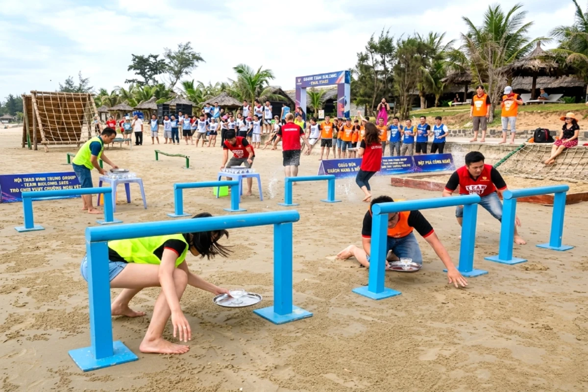 Trò chơi vượt chướng ngại vật sôi động trong team building ngoài trời