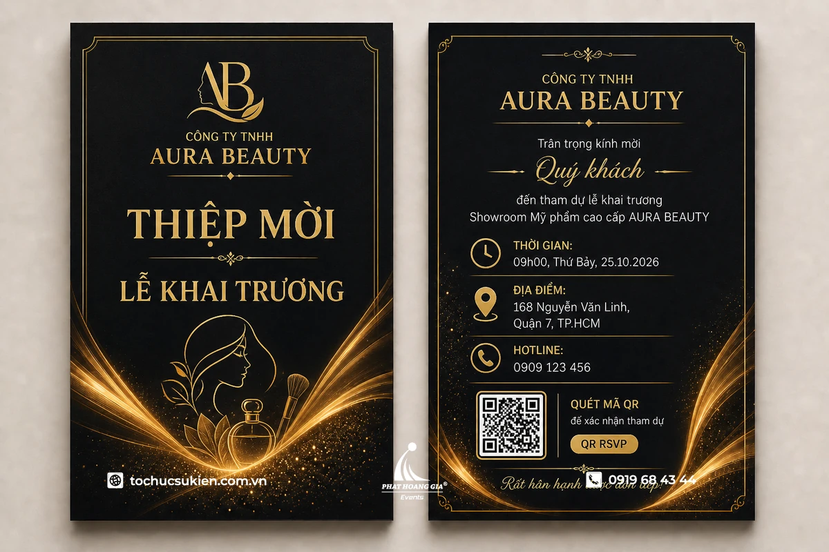 Thiệp mời khai trương showroom mỹ phẩm