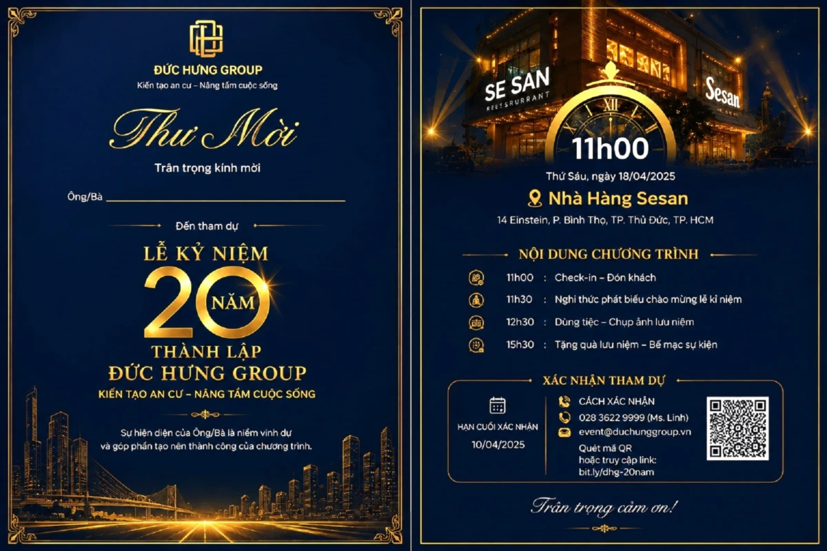 Thiệp mời điện tử cho lễ kỷ niệm thành lập doanh nghiệp với thiết kế sang trọng 