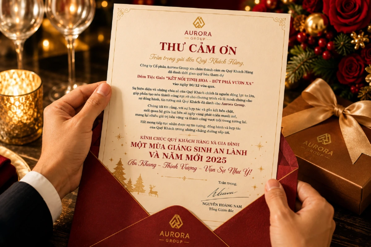 Thư cảm ơn doanh nghiệp dành cho quý đối tác sau tiệc gala cuối năm
