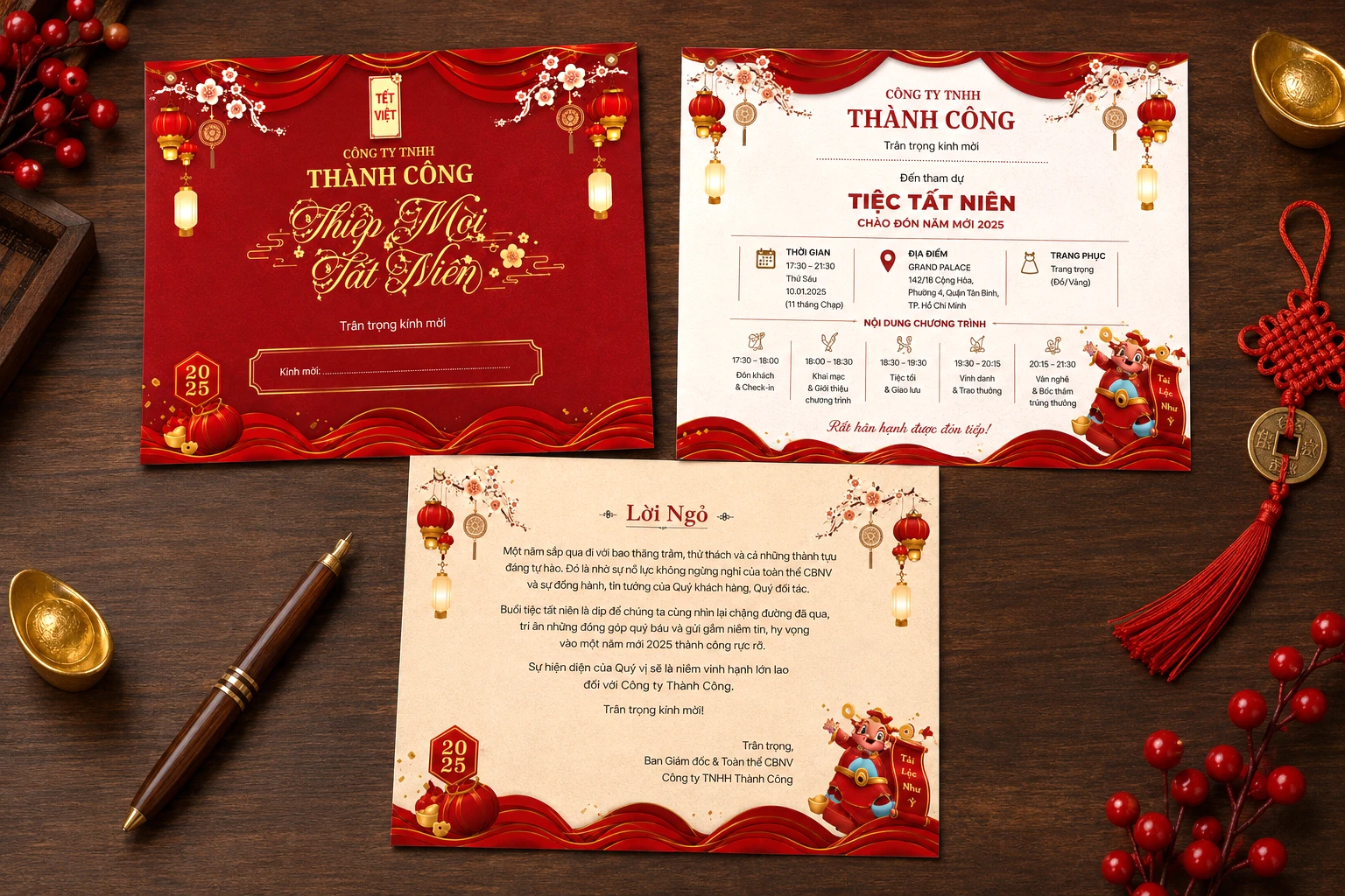 Mẫu thư mời tham dự tất niên nội bộ với đầy đủ thông tin chương trình và lời ngõ thân mật