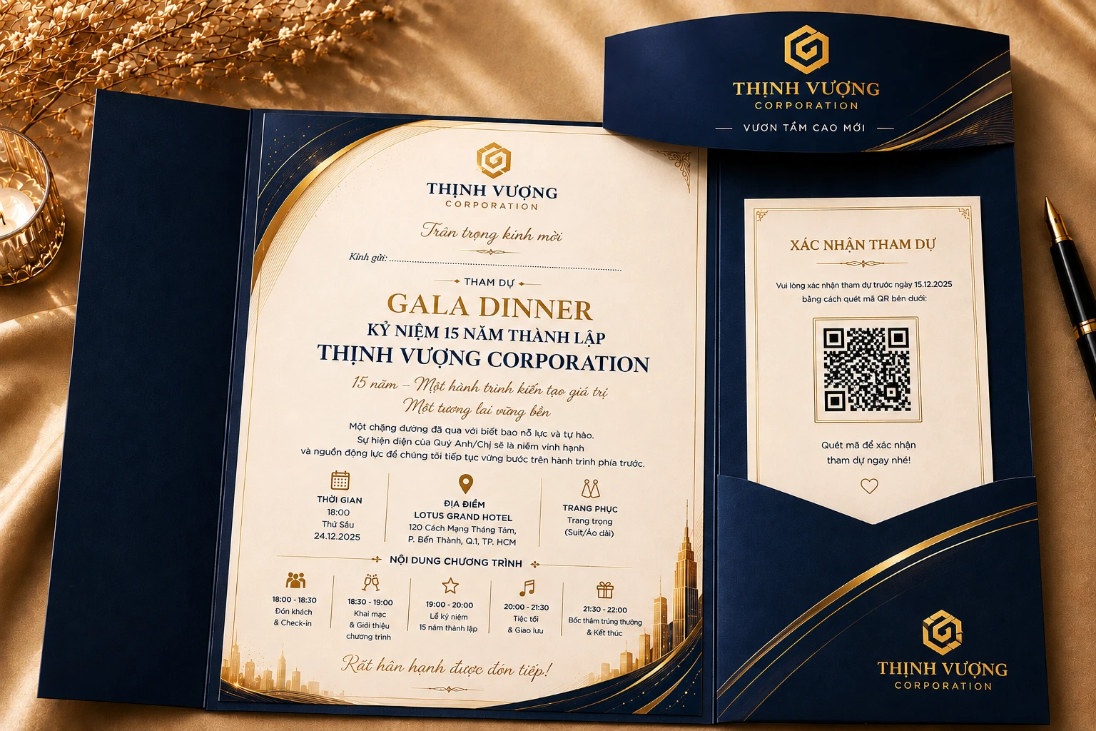 Bộ thư mời Gala Dinner kỷ niệm thành lập doanh nghiệp đối với khách hàng VIP 