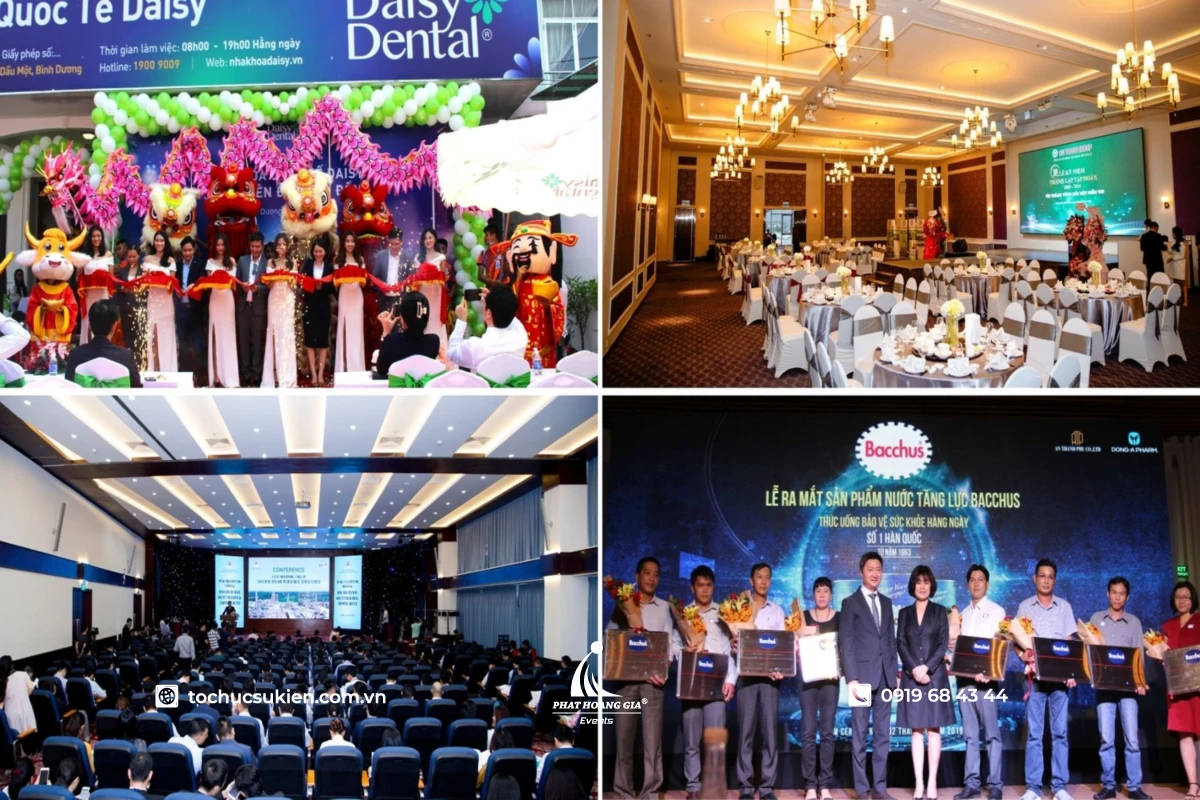 Timeline chương trình khác nhau cho các sự kiện khai trương, hội nghị, gala dinner và launch event