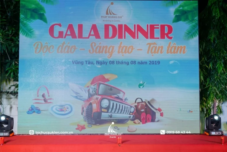 Backdrop gala dinner công ty: Mẫu, chất liệu và kích thước