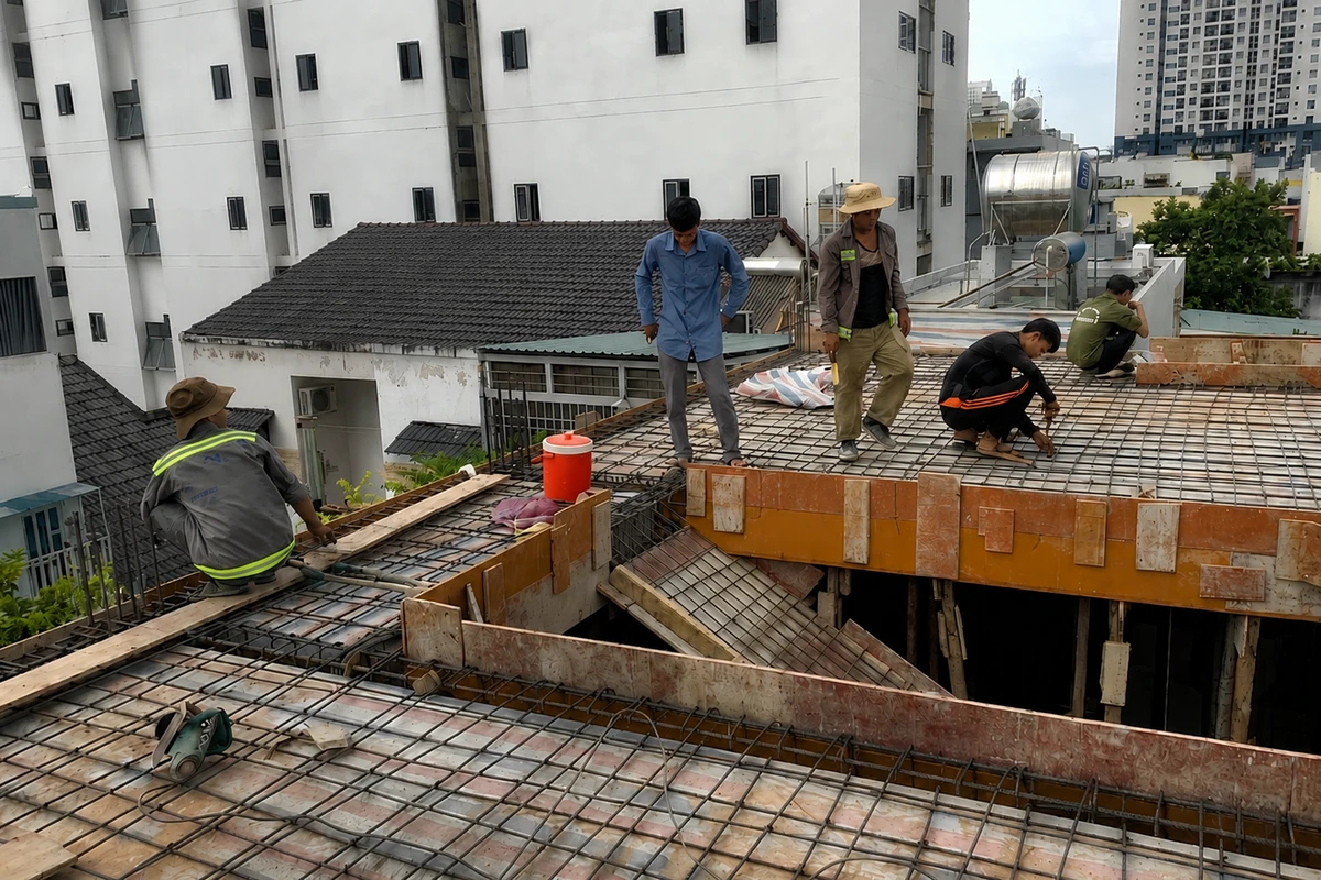Tiến độ thi công dự án hiện đã hoàn thiện khoảng 60–70% tổng khối lượng công trình