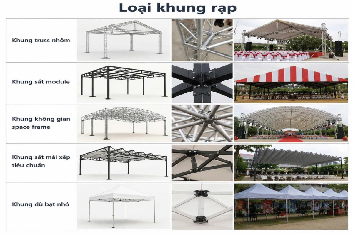 Các loại khung rạp sự kiện phổ biến ngoài trời