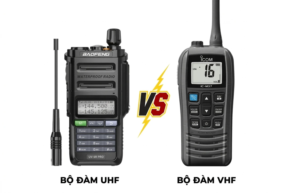 Phân biệt thiết bị UHF và VHF chuyên dụng khi lựa chọn dịch vụ thuê bộ đàm